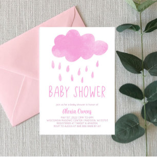 Invitation Boho Rainbow pluie nuage Baby shower rose