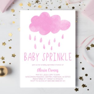 Invitation Boho Rainbow Pluie Nuage Baby shower rose