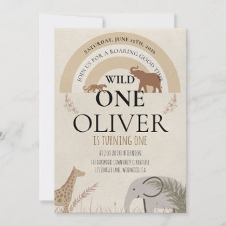 Invitation Boho Rainbow Safari Wild One 1st Birthday