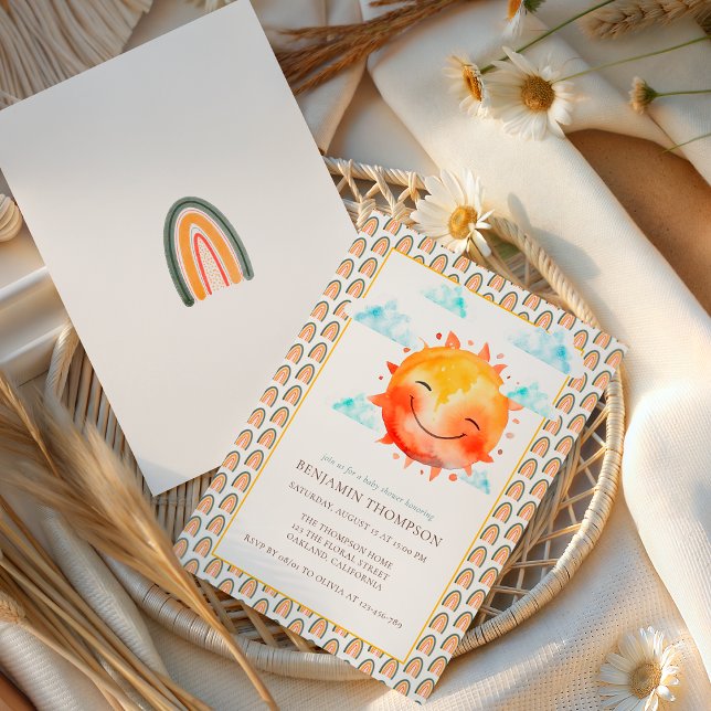 Invitation Boho Rainbow Sunshine Gender Neutral Baby Shower (Créateur téléchargé)