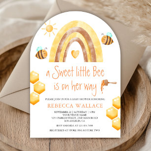 Invitation Boho Rainbow Sweet Little Bee Arch Baby shower