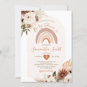 Invitation Boho Rainbow Terracota White Floral Baby shower