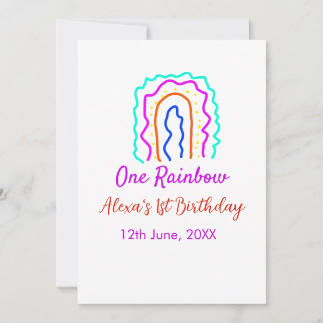 Invitation Boho Rainbow un anniversaire enfants brillant rétr (Devant)