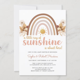 Invitation Boho Rainbow Un petit rayon de soleil Baby shower
