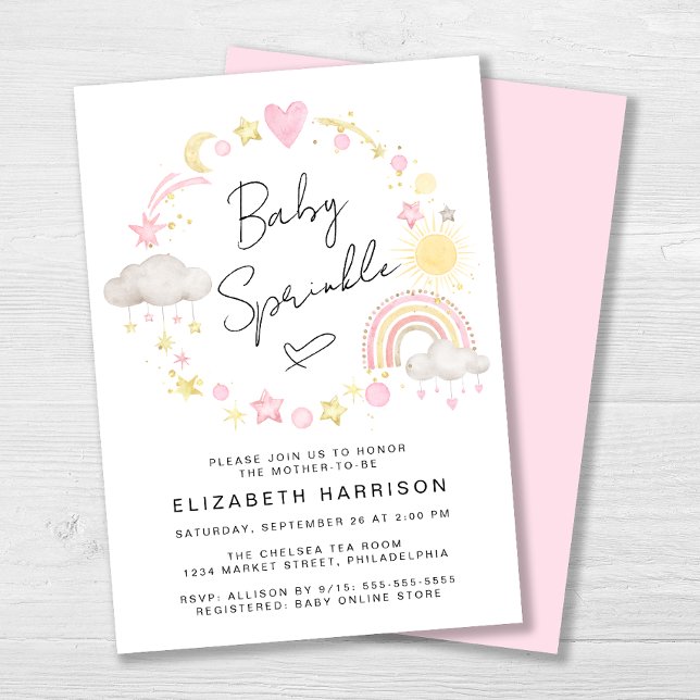 Invitation Boho Rainbow Watercolor Baby Girl Sprinkl (Créateur téléchargé)