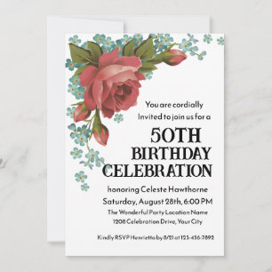 Invitation Boho Red et vert 50e anniversaire de fête Invitati