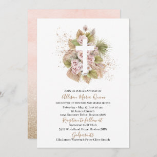 Invitation Boho Rejoignez-nous pour un baptême d'invitation