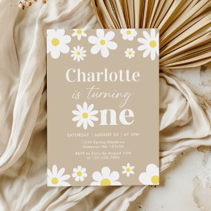 Invitation Boho Retro Daisy 1er anniversaire