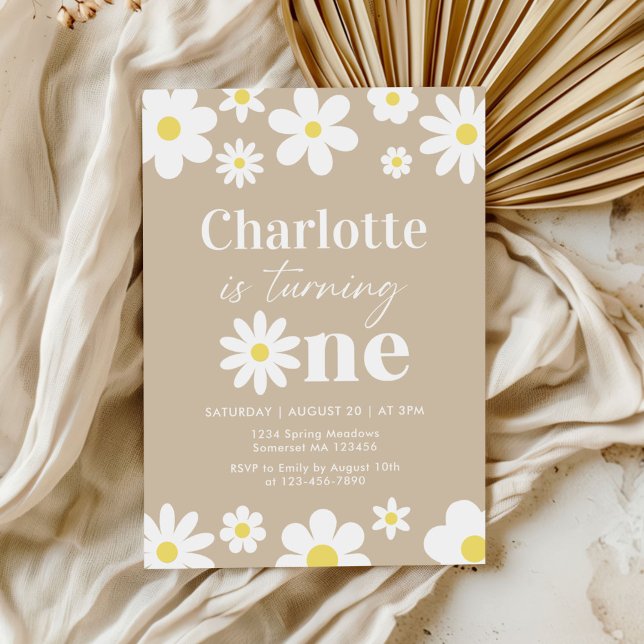 Invitation Boho Retro Daisy 1er anniversaire (Créateur téléchargé)