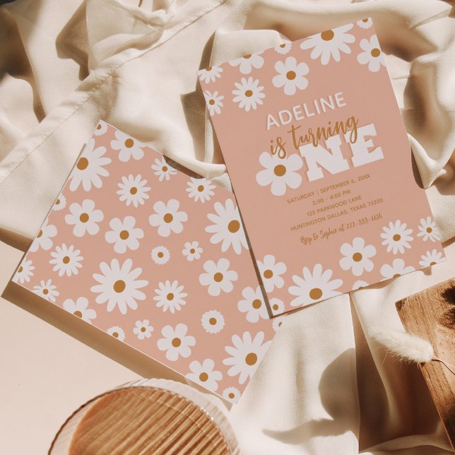 Invitation Boho Retro Daisy Un Anniversaire (Créateur téléchargé)