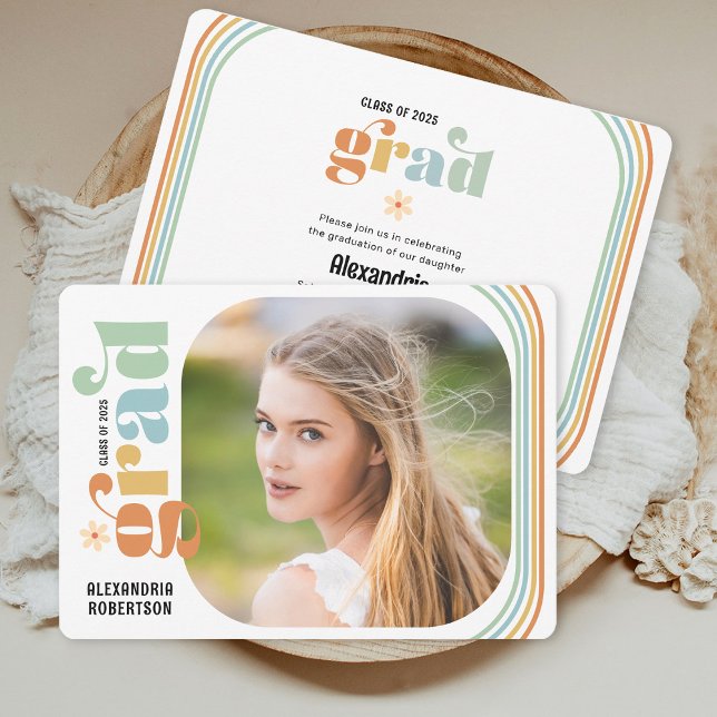 Invitation Boho Retro Photo Graduation Party (Créateur téléchargé)