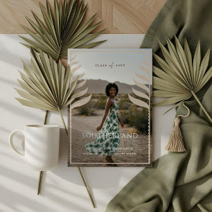 Invitation Boho Retro Tropical Palm Tree Graduation Photo