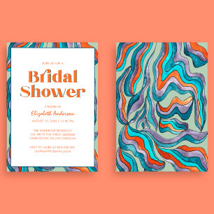 Invitation Boho Retro Typographie Verte Ondulée Enterrement d