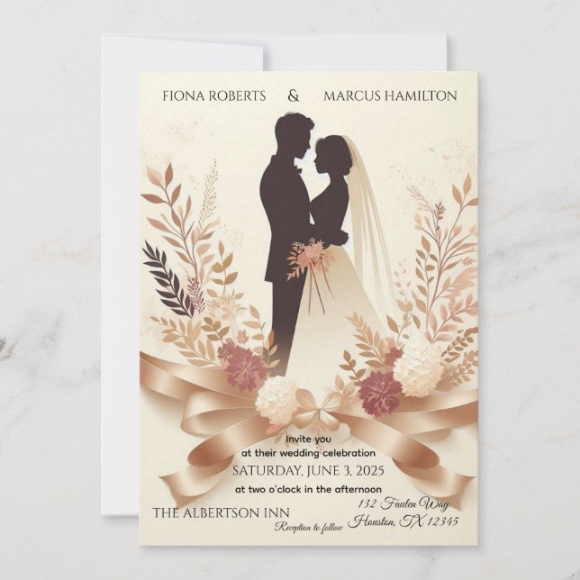 Invitation Boho Romantique Floral Rustique Élégant Mariage (Devant)