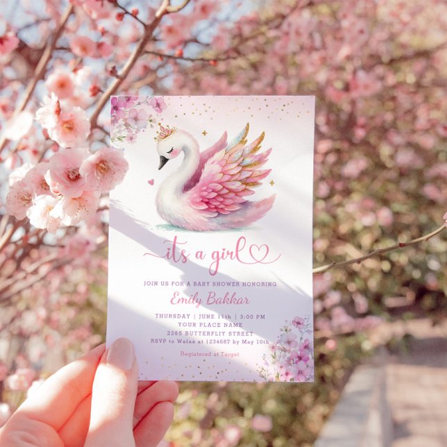 Invitation boho rose aquarelle floral c'est un baby shower fi (Créateur téléchargé)