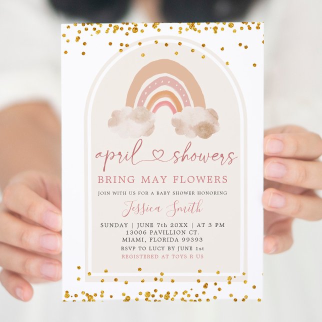 Invitation Boho rose arc-en-ciel Baby shower d'avril douches (Créateur téléchargé)
