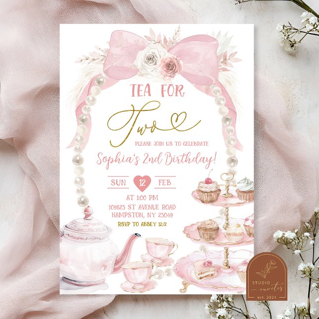 Invitation Boho Rose Arc Pearl Tea For Two Anniversaire (Créateur téléchargé)