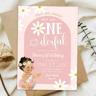 Invitation Boho rose Arch Daisy Mexicaine Fille Premier anniv