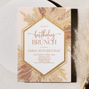 Invitation Boho rose Bohème Floral Anniversaire Bruch Party