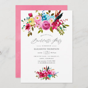 Invitation Boho Rose Chic Floral Bachelorette Party