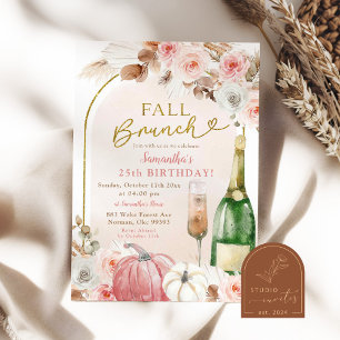 Invitation Boho rose Citrouille Automne Brunch Anniversaire V