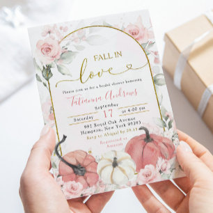 Invitation Boho rose Citrouille floral chute dans l'amour Dou
