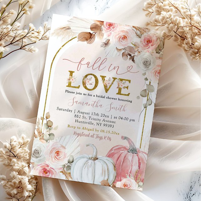 Invitation Boho Rose Citrouille Tombez Amoureux Enterrement d (Créateur téléchargé)