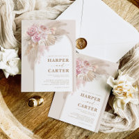 Boho rose doux Mariage en herbe Pampas