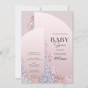Invitation Boho rose Dusty arch cadre hyacinths printemps béb
