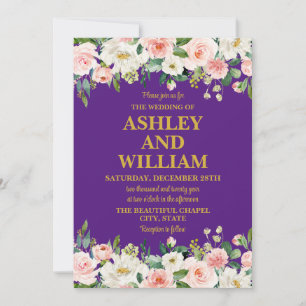 Invitation Boho rose et or violet Boho Bohemian Mariage de ve