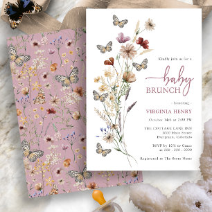Invitation Boho rose Floral Bébé Brunch