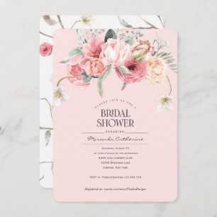 Invitation boho rose floral chic floral nuptiale