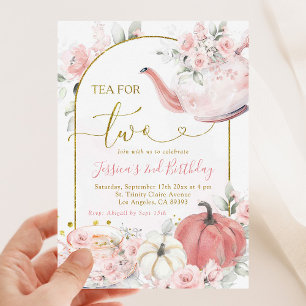 Invitation Boho Rose Floral Citrouille Thé Pour Deux Automnes
