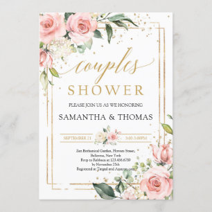 Invitation Boho rose floral roses or couples douche