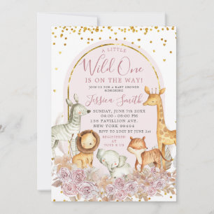 Invitation Boho rose Floral Safari Wild Un Baby shower