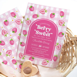 Invitation Boho rose fraise Berry Sweet Baby Girl Douche
