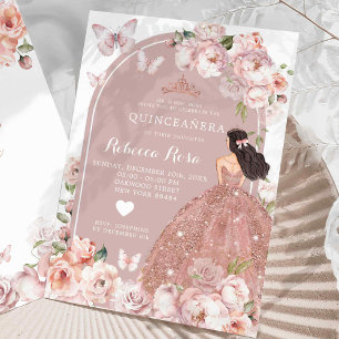 Invitation Boho Rose Gold Mexicaine fille Princesse Quinceañe