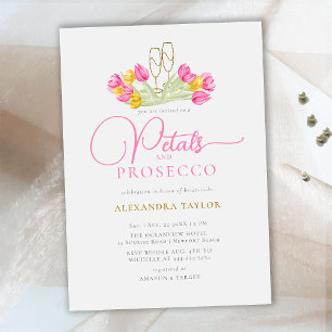 Invitation Boho rose jaune Tulipe or Pétales Poursuite Mariée