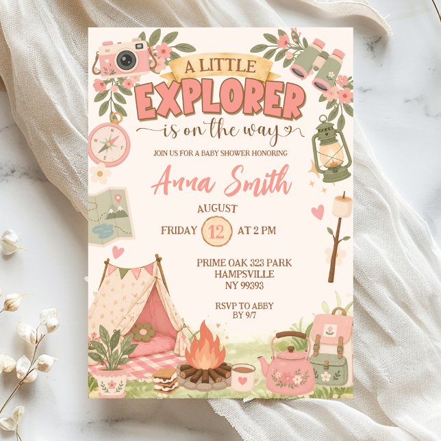 Invitation Boho Rose Little Explorer En Route Baby Shower (Créateur téléchargé)