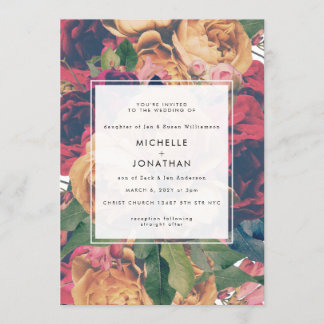 Invitation Boho Rose moderne Mariage personnalisable