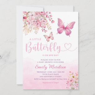 Invitation Boho rose moderne papillon floral Baby shower fill