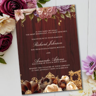 Invitation Boho Rose musulman musulman Motif Mariage