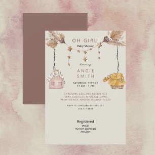 Invitation Boho Rose Oh Girl Clothes Baby shower