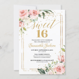 Invitation Boho rose or floral eucalyptus or 16e