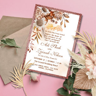 Invitation Boho Rose or Floral Walima Mariage islamique