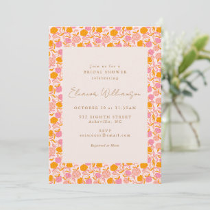 Invitation Boho Rose Orange Floral Noms des Hôtesses Enterrem