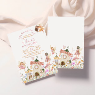Invitation Boho rose pâle Fleur sauvage Fairy Anniversaire