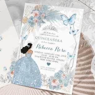Invitation Boho rose pâle Princesse Royale Quinceañera