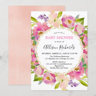 Invitation Boho rose pâle rose pastel fille baby shower
