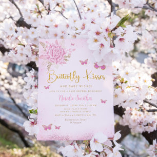 Invitation Boho rose papillon floral embrasse Baby shower fil
